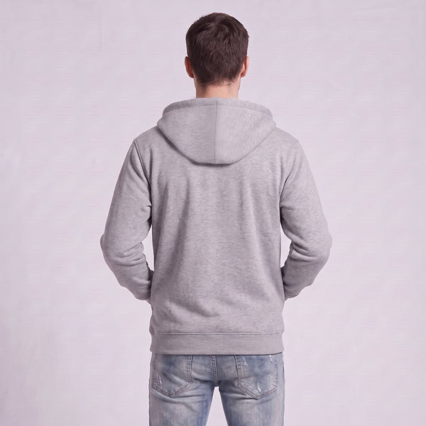 Back of #LightGrey Mens Heated Full Zip Hoodie