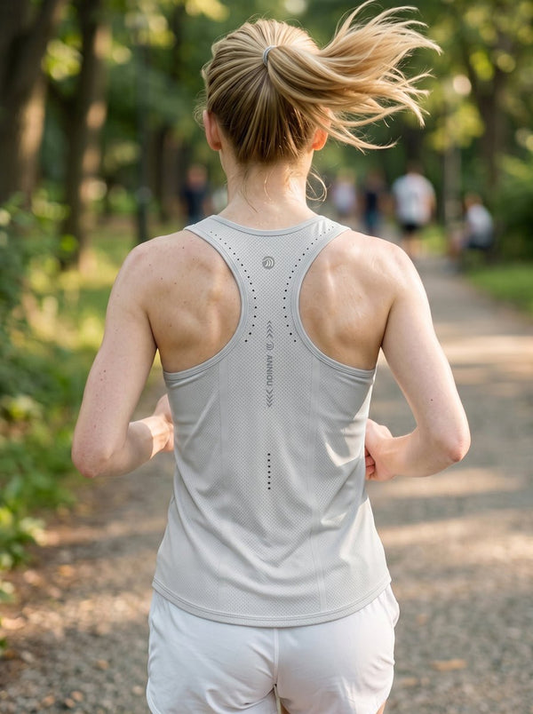 Back of #Lightgrey Seamless Antibacterial Running Tank Top