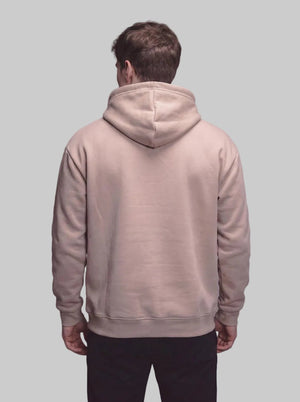 Khaki Back of Men's Fleece Hooded Sweatshirt
