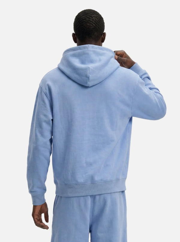 Back of #MidBlue Heavyweight Fleece Lined Pullover Hoodie