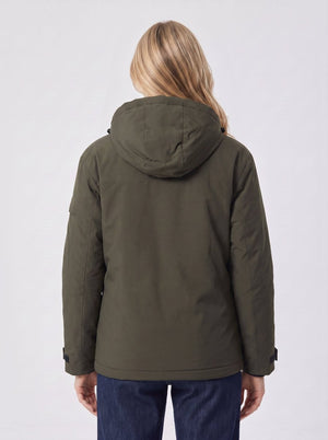 Back of #NavyGreen Heated Softshell Jacket