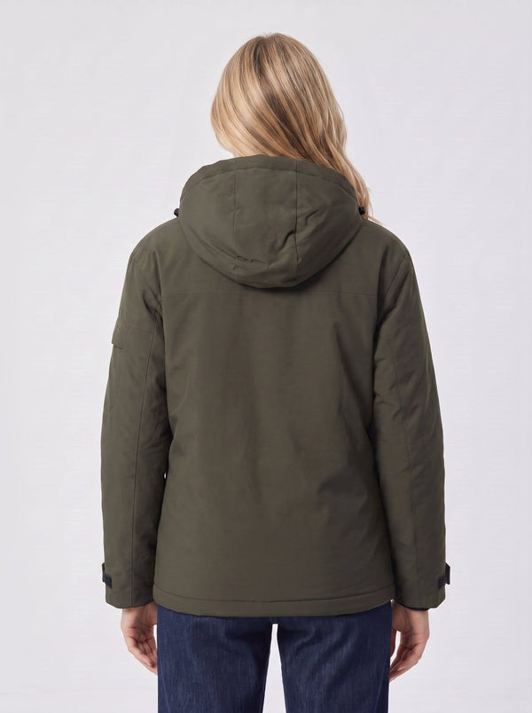 Back of #NavyGreen Heated Softshell Jacket