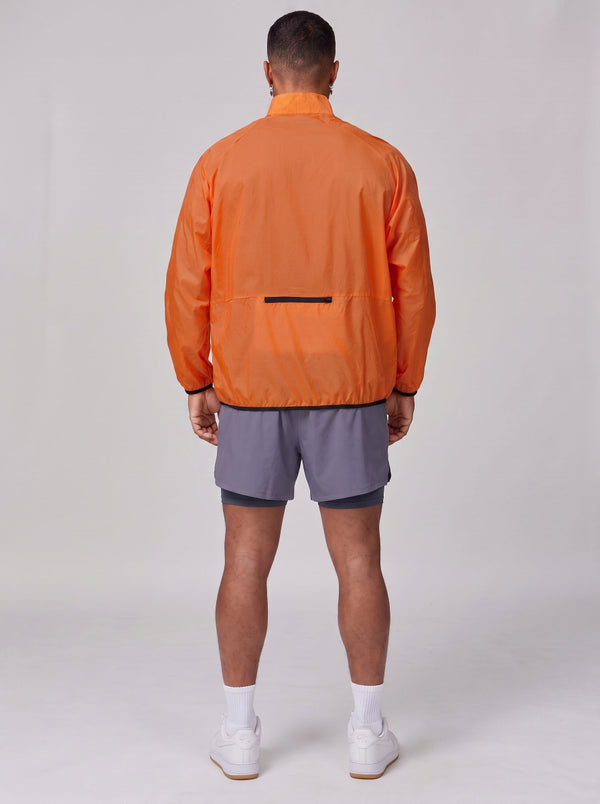 Back of #Orange Lightweight Stand Collar Windbreaker