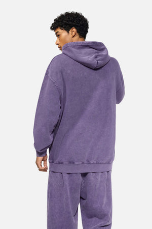 Back of #Purple Heavyweight Wax Dyed Vintage Hoodie