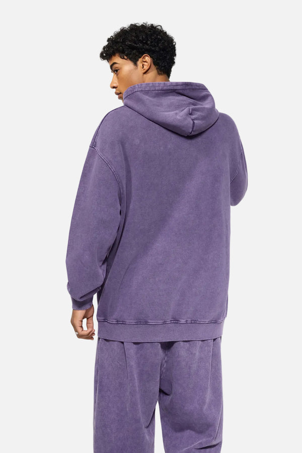 Back of #Purple Heavyweight Wax Dyed Vintage Hoodie