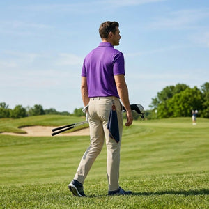 Back of Purple Men's UV Protection Golf Polo