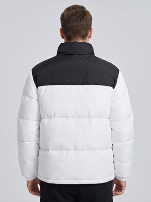 Back of #White Color Block Heated Quilted Jacket
