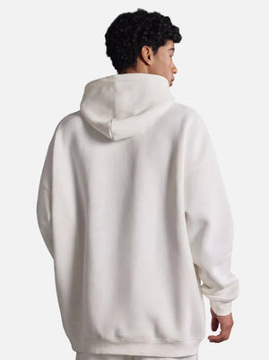 Back of #White Heavyweight Fleece Lined Pullover Hoodie