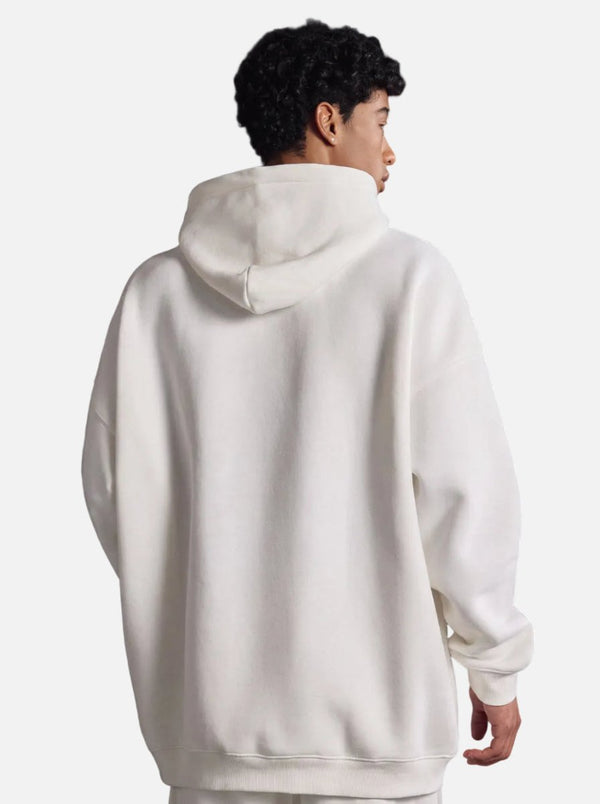 Back of #White Heavyweight Fleece Lined Pullover Hoodie