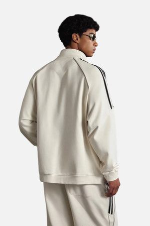 Back of #White Reflective Stripe Raglan Zip Up Jacket
