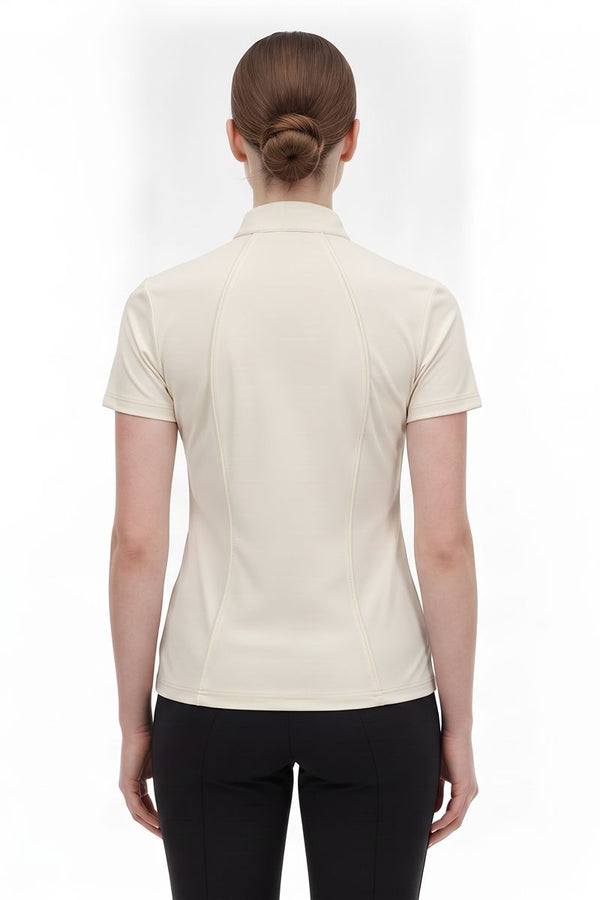 Back of Women's #Apricot Golf Polo
