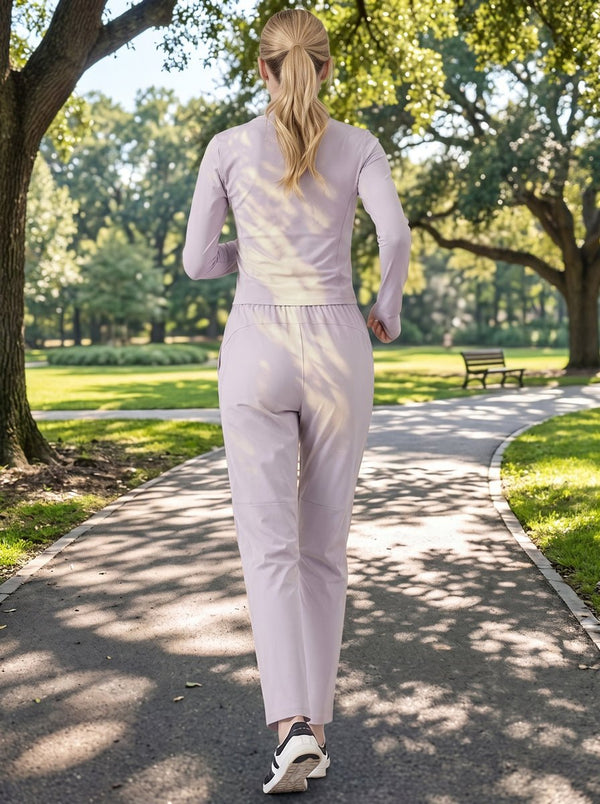 Back of Womens #purple Quick Dry Straight Leg Pants