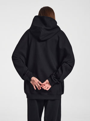 Back of #black Heavyweight Plain French Terry Hoodie