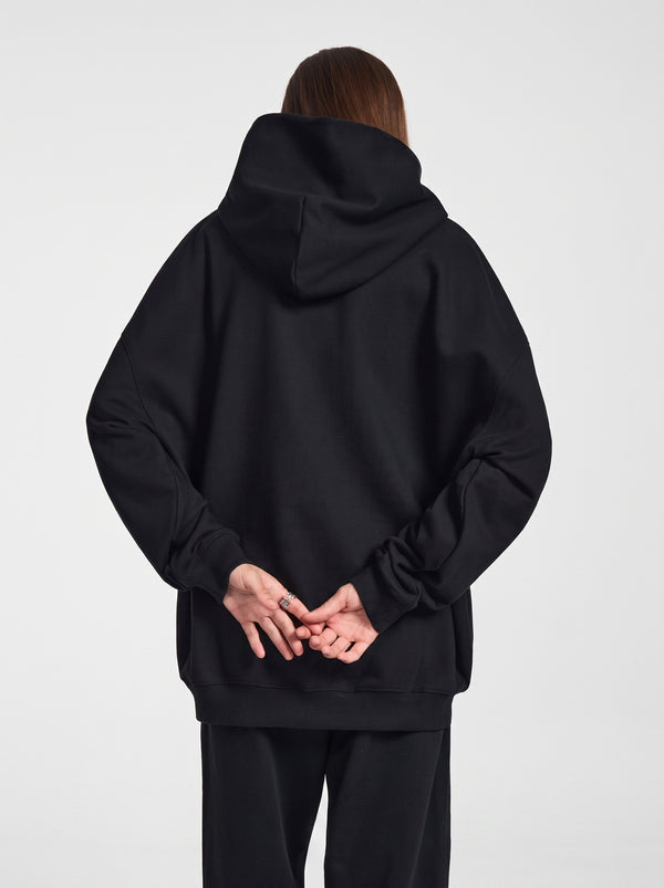 Back of #black Heavyweight Plain French Terry Hoodie