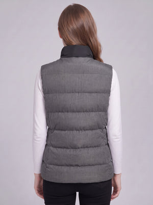 Back of #grey Women's Heated Puffer Gilet