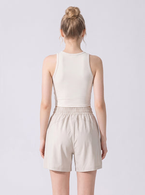 Back of #ivory Womens Quick Dry Split Shorts