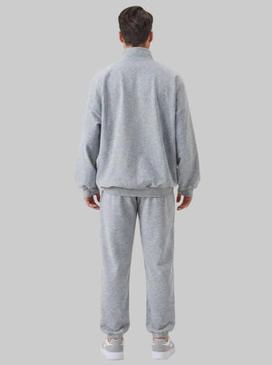 back of #lightgrey men's quarter zip sweatshirt