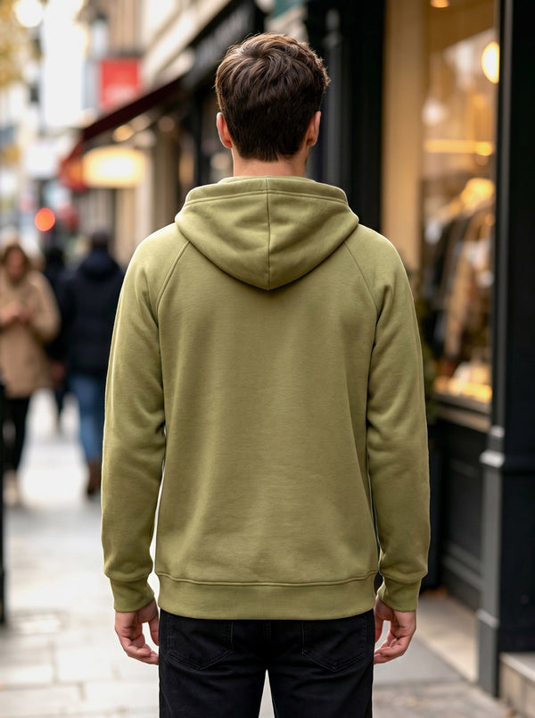 Back of #lightgreen Mens Fleece Zip Up Hoodie