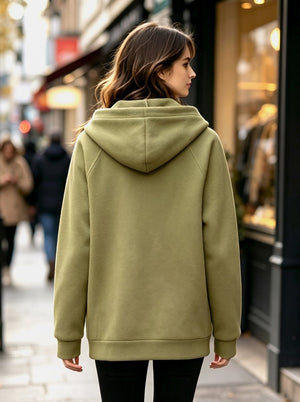 Back of #lightgreen womens Fleece Zip Up Hoodie