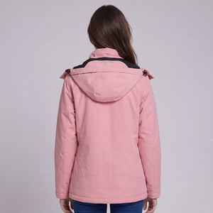 Back of #pink Heated Waterproof Softshell Jacket