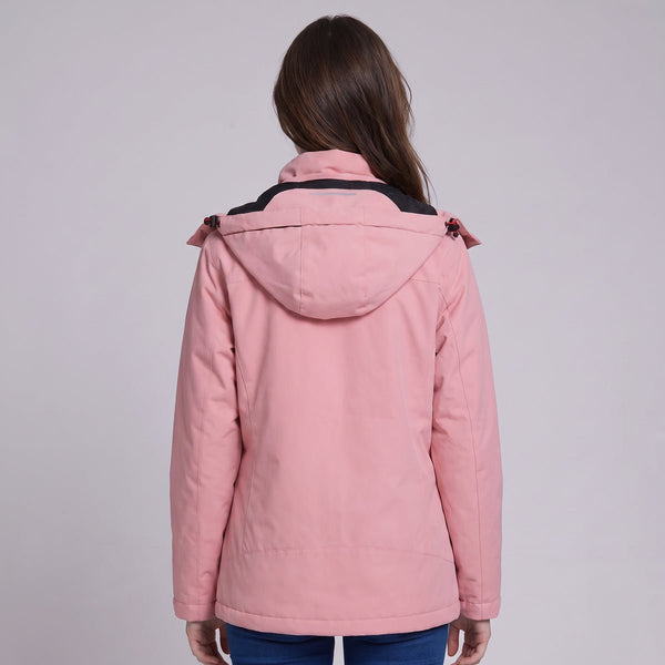 Back of #pink Heated Waterproof Softshell Jacket