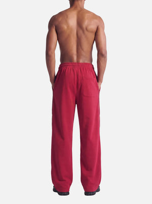 Back of #red Reflective Stripe Straight Leg Sweatpants