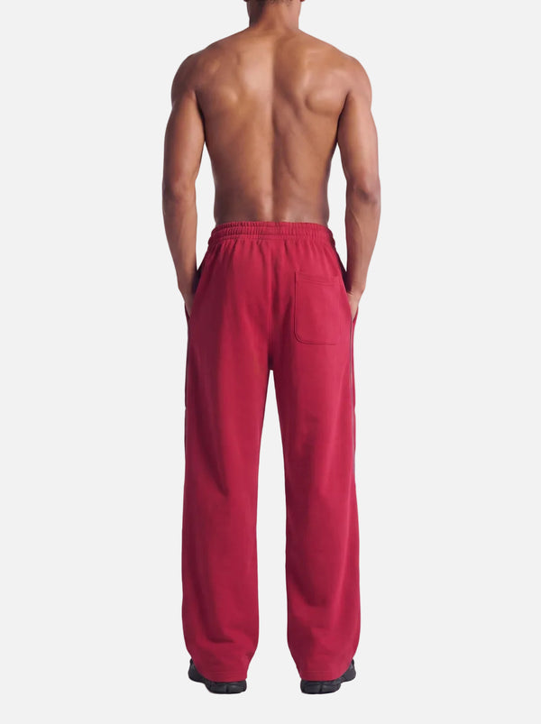 Back of #red Reflective Stripe Straight Leg Sweatpants