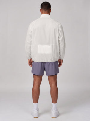 Back of #white Lightweight Stand Collar Windbreaker