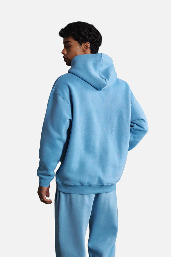 Back view of #Blue Fleece Lined Hoodie