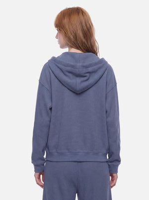 Back view of #Blue Waffle Zip Up Hoodie