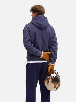 Back view of #NavyBlue Heavyweight Fleece Lined Pullover Hoodie