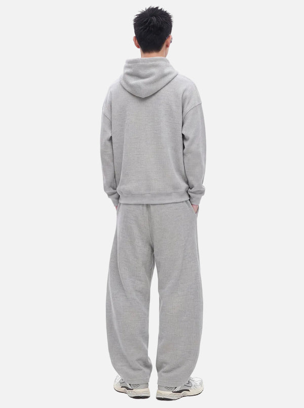 Back view of #Oatgrey Waffle Knit Cropped Hoodie