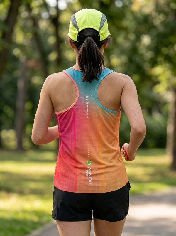 Back view of #RainbowGradient marathon Tank Top