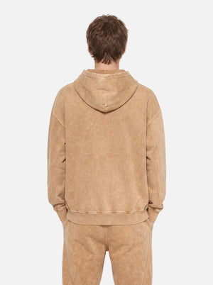 Back view of #Sand Heavyweight Wax Dyed Vintage Hoodie