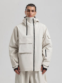 #Beige Men's Windproof Ski Jacket