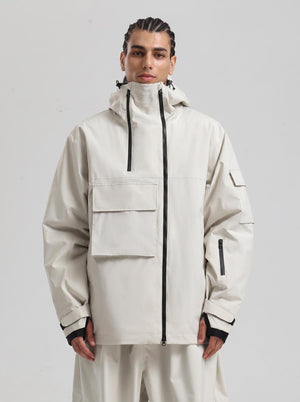 #Beige Men's Windproof Ski Jacket