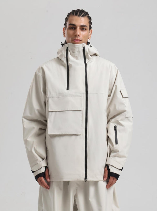 #Beige Men's Windproof Ski Jacket