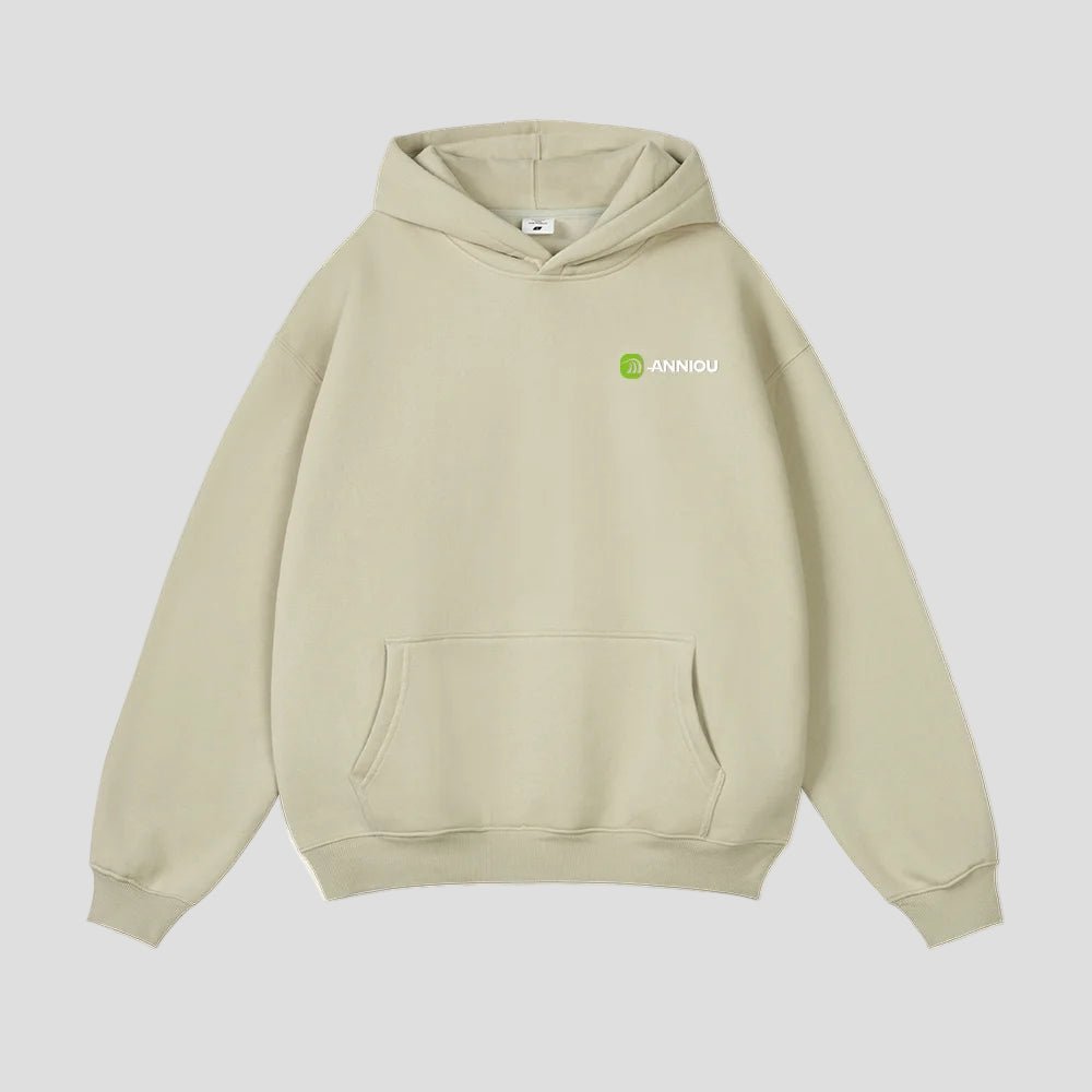 Beige  Oversized Pullover Urban Sports Hoodie by Anniou
