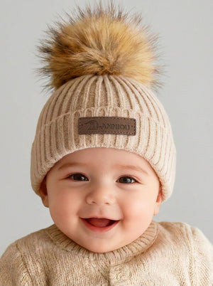 #Beige Soft kid Knit Beanie hat
