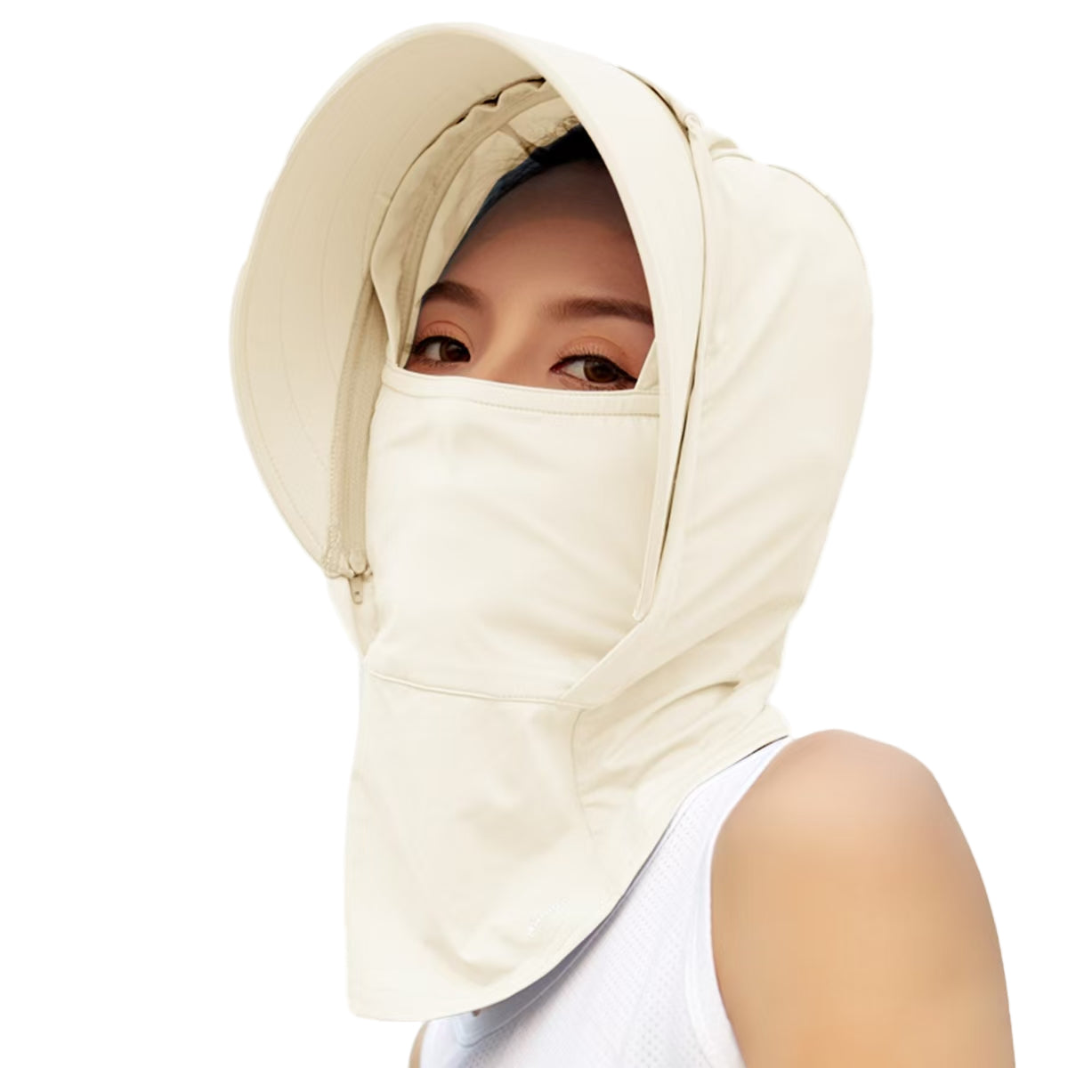 Beige Sun Protective Hat Balaclava by Anniou