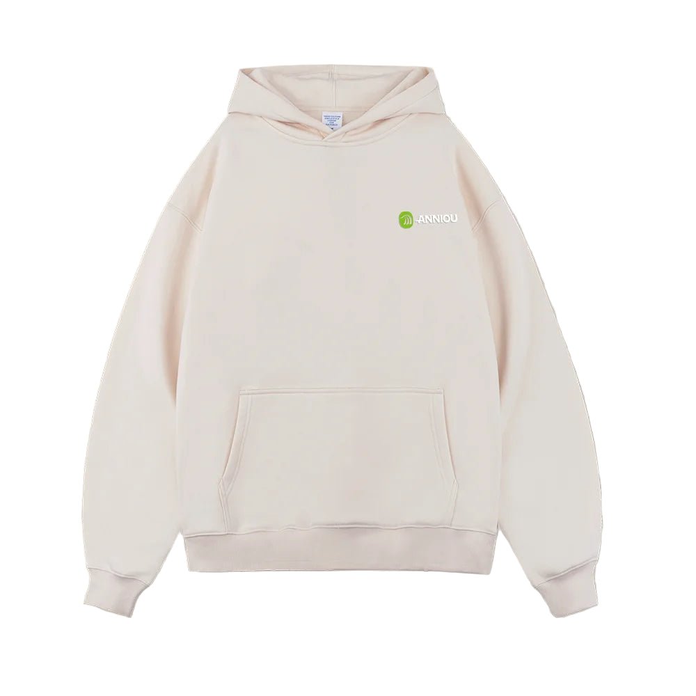Beige Thick French Terry Hoodie by Anniou