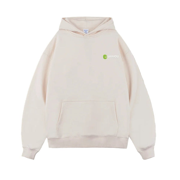Beige Thick French Terry Hoodie by Anniou