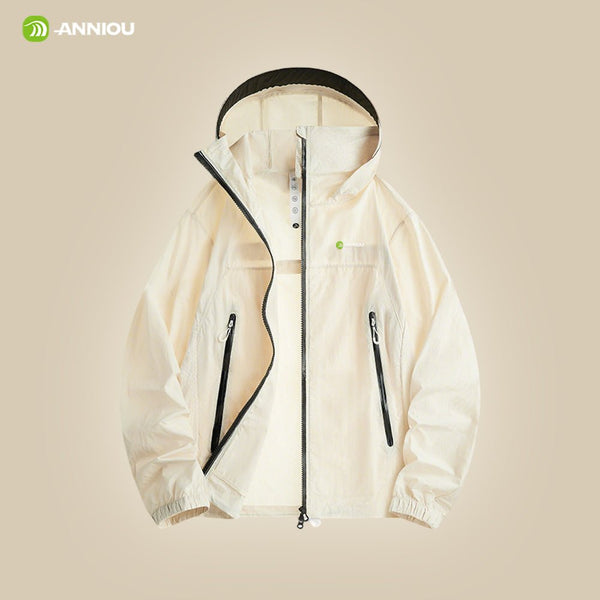 #Beige UPF 50+ Hooded Jacket