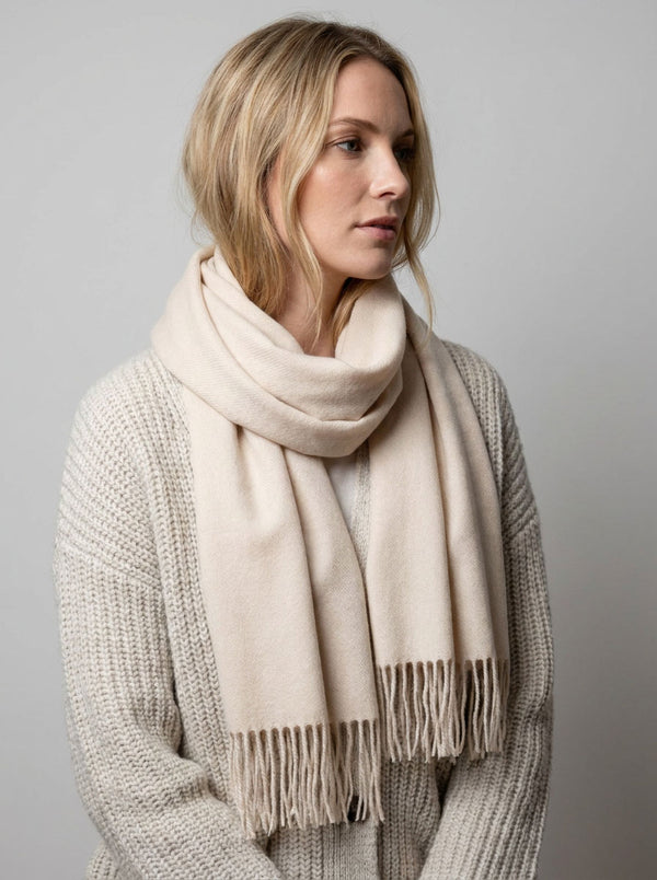 #Beige Women Ladies Solid Fringe Scarf