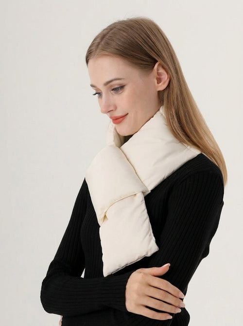 #Beige Women Padded Warm Scarf
