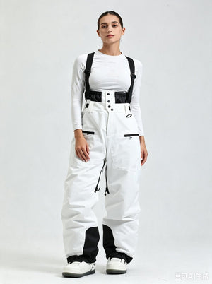 #Beige Women's Suspender Ski Bib Pants