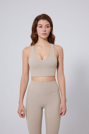 #Beige sports bra and leggings 