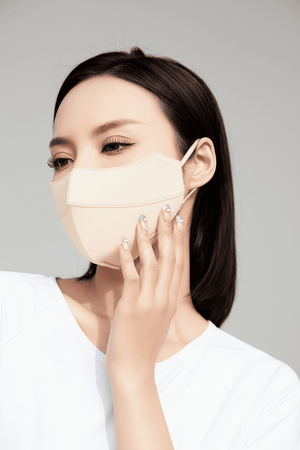 Beige uv silk face mask upf 50+