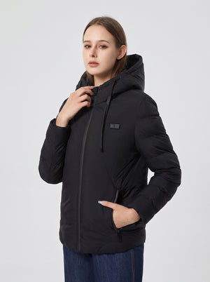 #Black 11 Area Heated Hooded Padded Jacket