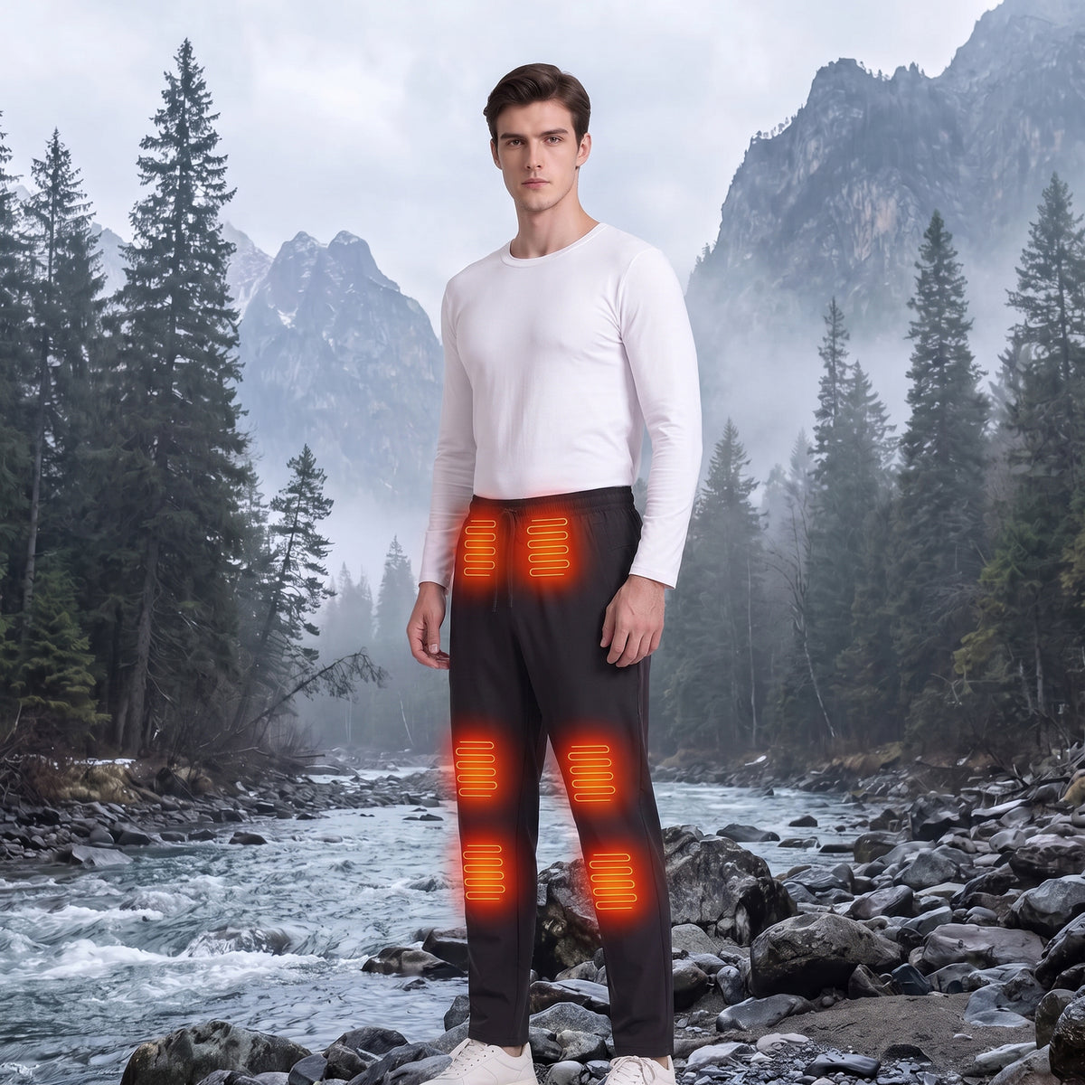 Black 12 area Mens Heated Sweatpants